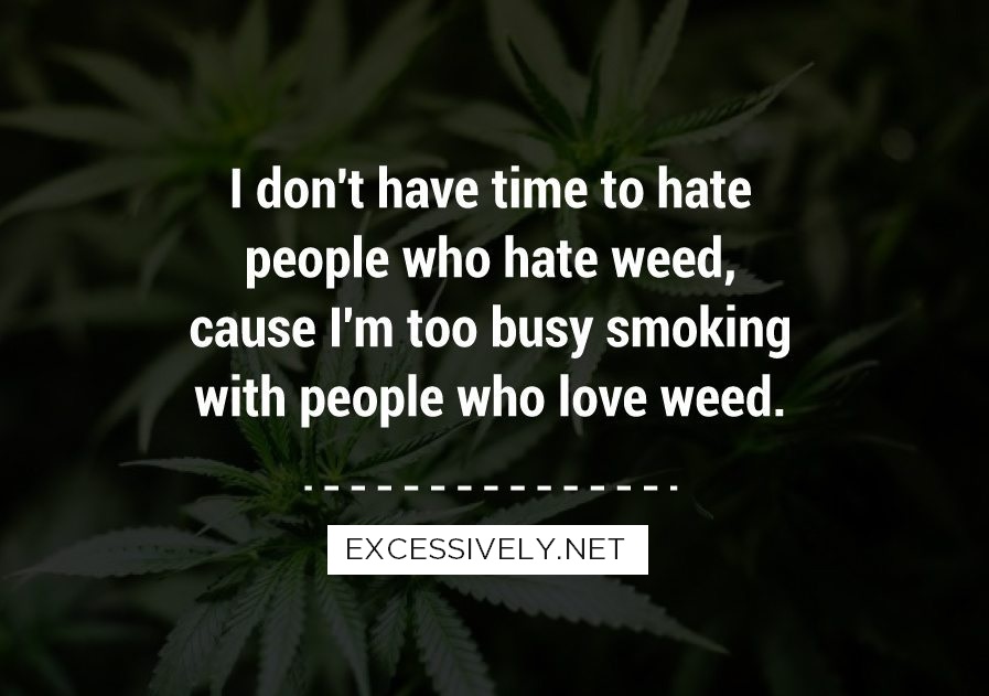 I don’t have time to hate people who hate weed, cause I’m too busy smoking with people who love weed.
