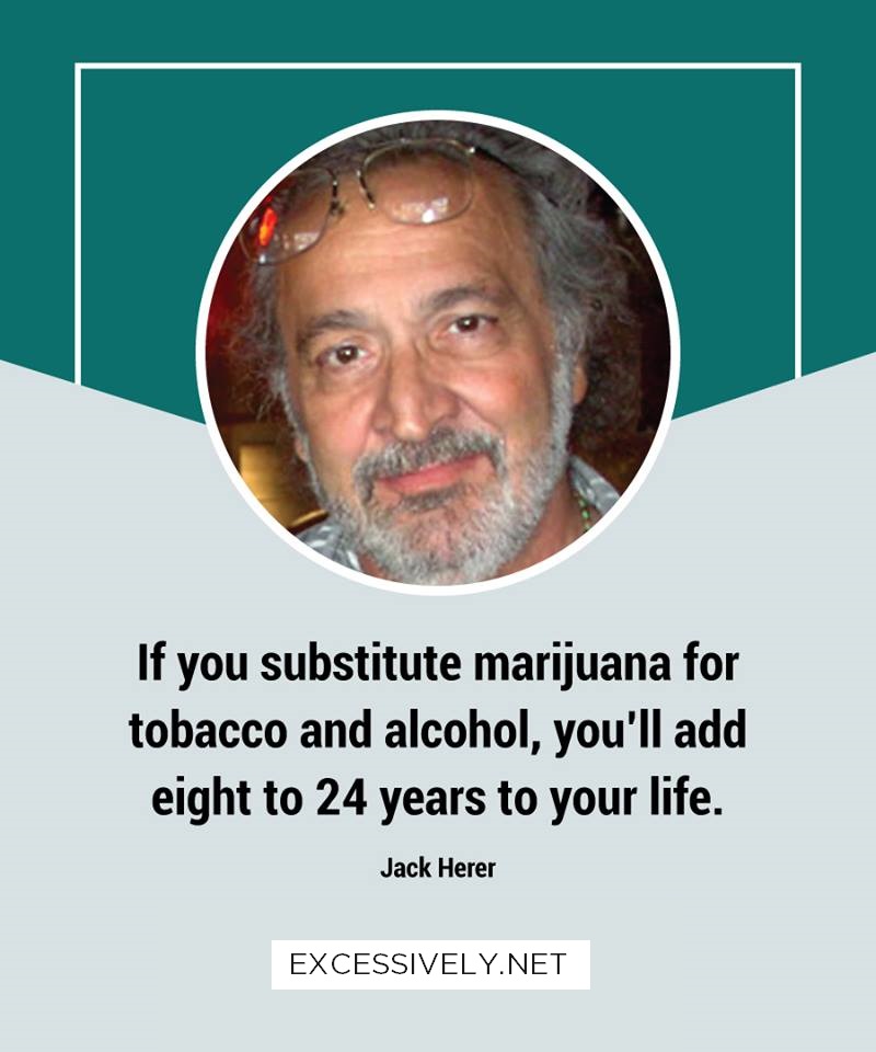 If you substitute marijuana for tobacco and alcohol, you’ll add eight to 24 years to your life.